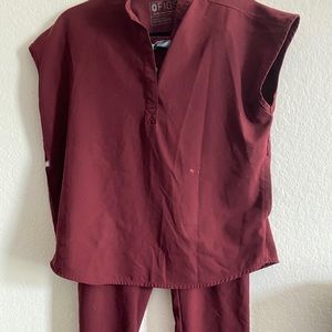 Figs Burgundy Scrub Set Size XS